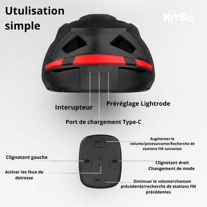 Casque de vélo Led Bluetooth