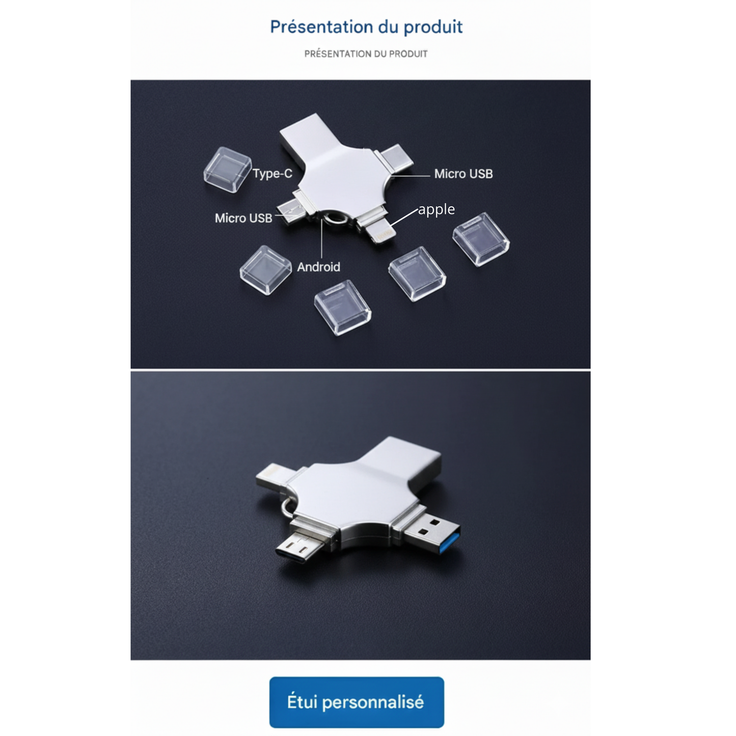 Clé USB 4 en 1 1To sauvegarde sécurisée